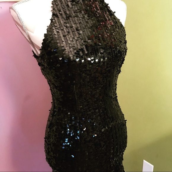 Montez Black Sequin Halter Dress - Picture 2 of 9
